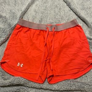 Bright coral, under armor athletic shorts, size M